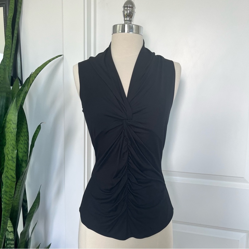 NWT Emperio Armani Black Twist Front Sleeveless Top
